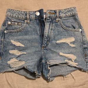 Garage Blue Distressed Jean Shorts